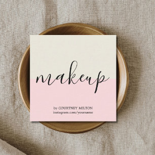 Simple Elegant Pastel Makeup Artist Square Business Card