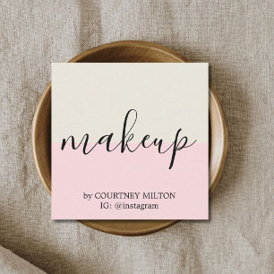 Simple Elegant Pastel Makeup Artist Square Business Card