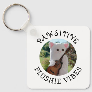 Simple Elegant Pawsitive Plushie Vibes Photo Keychain