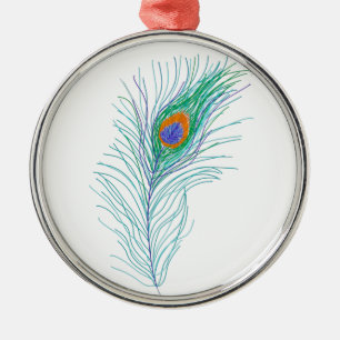 Simple Elegant Peacock Feather Metal Ornament