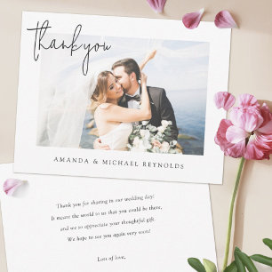 Simple Elegant Personalized Photo Wedding  Thank You Card