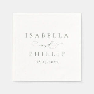 Simple elegant personalized sage green wedding napkin
