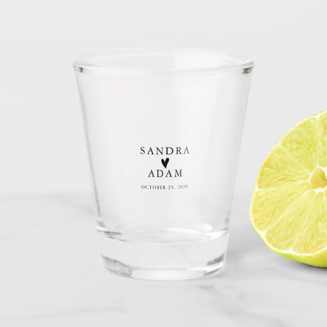 Simple Elegant Personalized Wedding Favour  Shot Glass (Front)