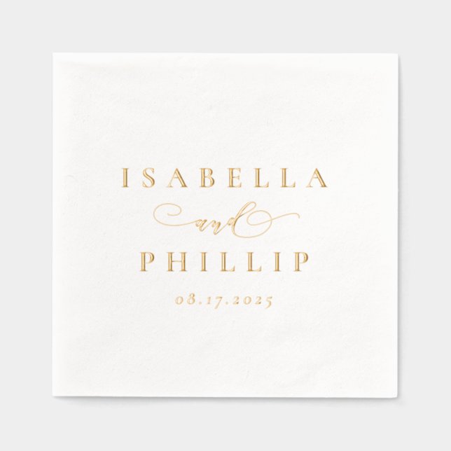 Simple elegant personalized wedding foil napkins (Front)