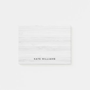 Simple Elegant Personalized White Wood Post-it Notes