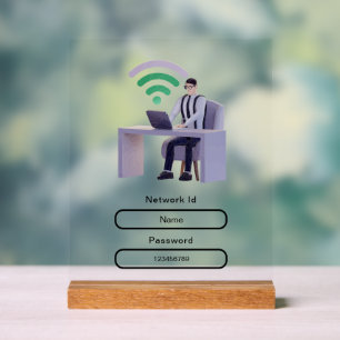 Simple Elegant Personalized Wifi Network Password Acrylic Sign