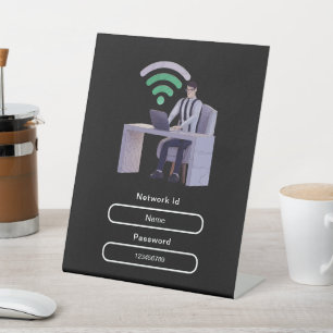 Simple Elegant Personalized Wifi Network Password Pedestal Sign