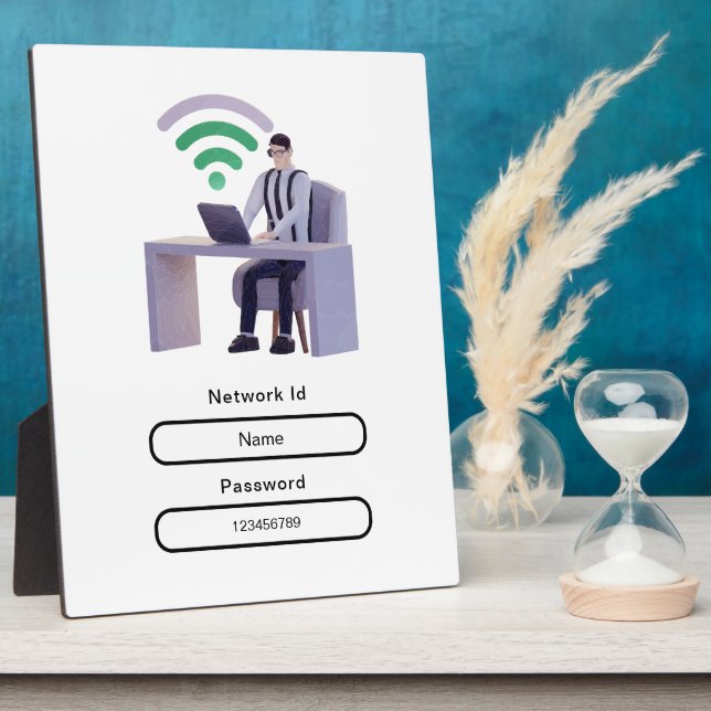 Simple Elegant Personalized Wifi Network Password Plaque (Side)
