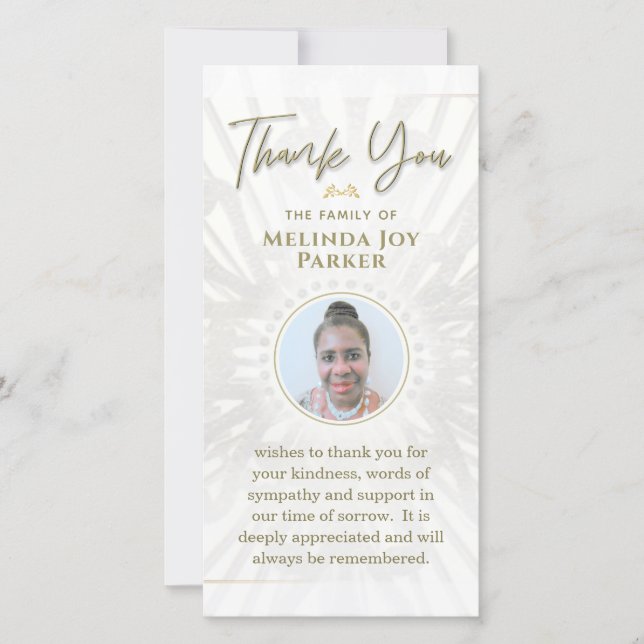 Simple Elegant Photo 4x8  Sympathy Thank You  Card (Front)