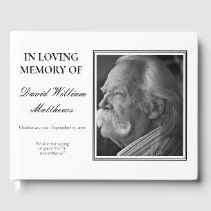 Simple Elegant Photo B W Bereavement   Funeral Guest Book