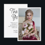 Simple Elegant Photo Bat Mitzvah Birthday Thank You Card<br><div class="desc">Simple Elegant Photo Bat Mitzvah Birthday Thank You Card features the elegant text "Thank You" in white calligraphy script on the front with your personalized message on the reverse. Personalize by editing the text in the text boxes. Designed by ©Evco Studio www.zazzle.com/store/evcostudio</div>