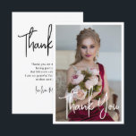Simple Elegant Photo Bat Mitzvah Birthday Thank You Card<br><div class="desc">Simple Elegant Photo Bat Mitzvah Birthday Thank You Card features the elegant text "Thank You" in white calligraphy script on the front with your personalized message on the reverse. Personalize by editing the text in the text boxes. Designed by ©Evco Studio www.zazzle.com/store/evcostudio</div>