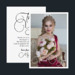 Simple Elegant Photo Bat Mitzvah Birthday Thank You Card<br><div class="desc">Simple Elegant Photo Bat Mitzvah Birthday Thank You Card features the elegant text "Thank You" in white calligraphy script on the front with your personalized message on the reverse. Personalize by editing the text in the text boxes. Designed by ©Evco Studio www.zazzle.com/store/evcostudio</div>
