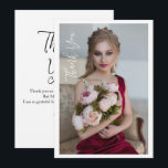 Simple Elegant Photo Bat Mitzvah Birthday Thank You Card<br><div class="desc">Simple Elegant Photo Bat Mitzvah Birthday Thank You Card features the elegant text "Thank You" in white calligraphy script on the front with your personalized message on the reverse. Personalize by editing the text in the text boxes. Designed by ©Evco Studio www.zazzle.com/store/evcostudio</div>