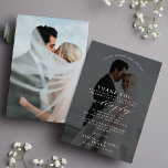 Simple elegant photo black and white wedding  thank you card<br><div class="desc">Trendy chic minimalist modern custom typography moody black overlay wedding thank you guest letter card template with two photos,  your text,  and signature.      Easy to personalize on both sides!</div>