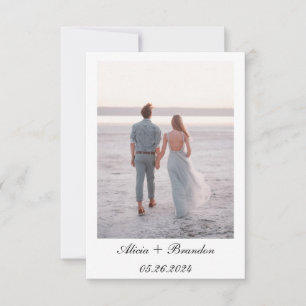 Simple Elegant Photo Black White Text Wedding  Sav Save The Date