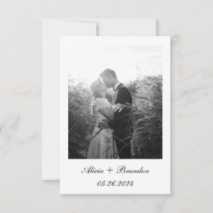 Simple Elegant Photo Black White Text Wedding Save The Date