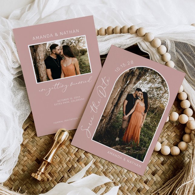 Simple Elegant Photo Blush Pink Wedding Save The Date (Creator Uploaded)