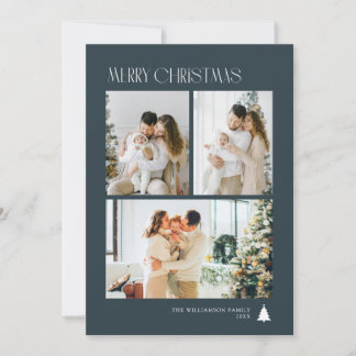 Simple elegant photo collage christmas holiday card