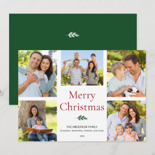 Simple Elegant Photo Collage Merry Christmas Holiday Card