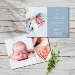 Simple Elegant Photo Collage Script Baptism Thank You Card<br><div class="desc">A simple elegant gold signature script photo collage Baptism or Christening thank you card. Personalize with your 4 special photos and thank you message set in chic gold lettering. Designed by Thisisnotme©</div>