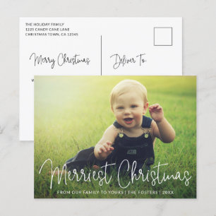 Simple Elegant Photo Modern Christmas Holiday Postcard