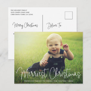 Simple Elegant Photo Modern Christmas Holiday Postcard