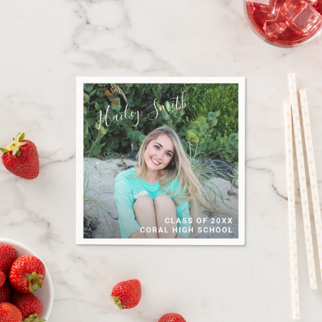 Simple Elegant Photo Modern Graduation Napkin (Insitu)