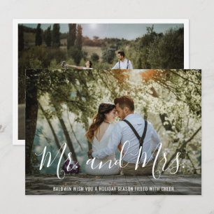 Simple Elegant Photo Newlywed Christmas Holiday Card
