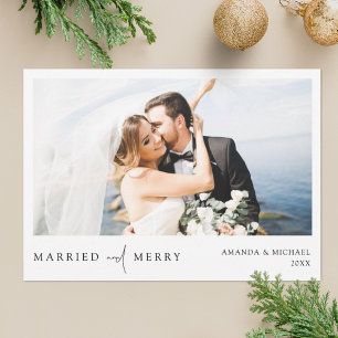 Simple Elegant Photo Newlyweds Christmas Card