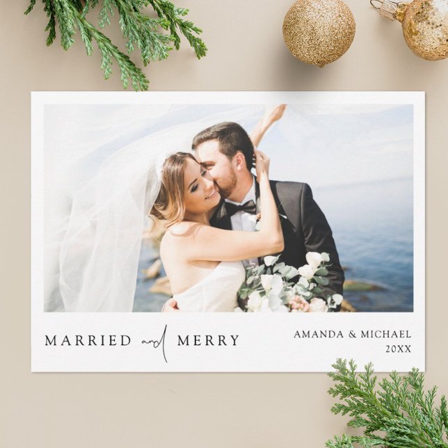 Simple Elegant Photo Newlyweds Christmas Card (Creator Uploaded)