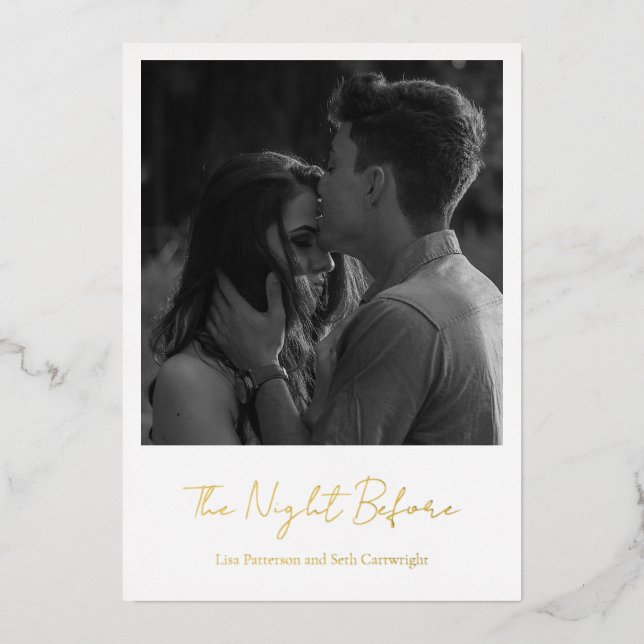 Simple Elegant Photo Rehearsal Dinner Gold (Front)