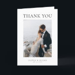 Simple Elegant Photo W Note Wedding Thank You Card<br><div class="desc">A simple black and white wedding thank you card.</div>