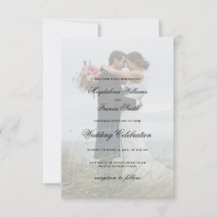 simple elegant photo wedding invitation