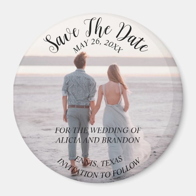 Simple Elegant Photo Wedding Modern Rustic Magnet (Front)