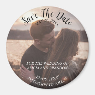 Simple Elegant Photo Wedding Modern Rustic Magnet