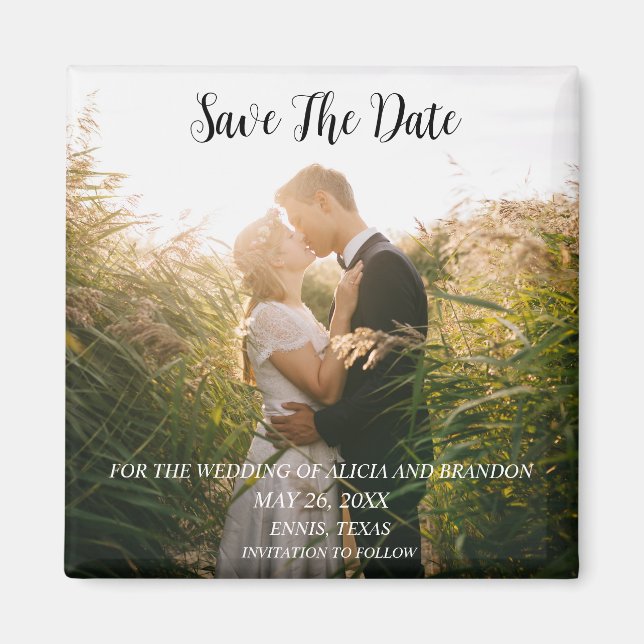 Simple Elegant Photo Wedding Modern Whimsy Magnet (Front)