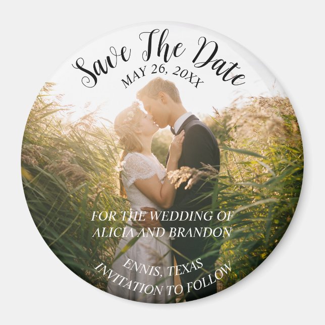 Simple Elegant Photo Wedding Modern Whimsy Magnet (Front)