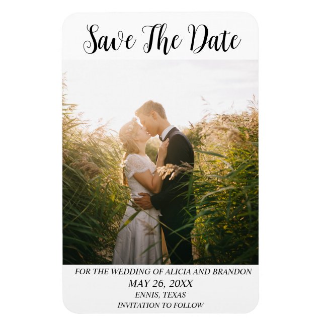 Simple Elegant Photo Wedding Modern Whimsy Magnet (Vertical)