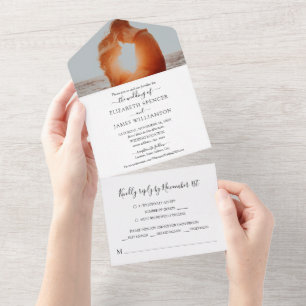 Simple Elegant Photo Wedding RSVP All In One Invitation