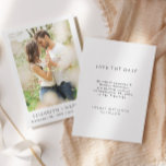 Simple Elegant Photo | Wedding Save The Date<br><div class="desc">A simple elegant save the date wedding announcement. This save the date card features elegant text with a photo. The photo is for placement purposes only and can be replaced with any photo of your choice. All text on the front and back of the card can be customized. The perfect...</div>