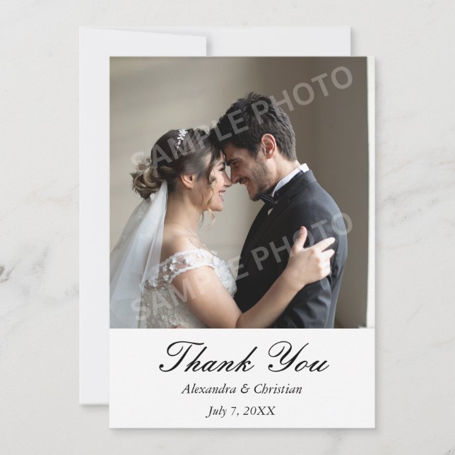 Simple Elegant Photo Wedding Thank You (Front)