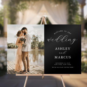 Simple Elegant Photo Wedding Welcome Acrylic Sign