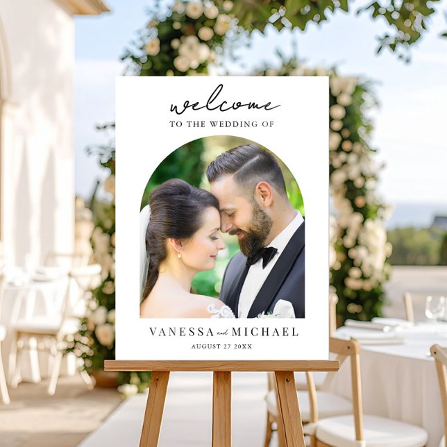 Simple Elegant Photo Wedding Welcome Acrylic Sign (Creator Uploaded)