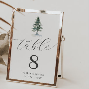 Simple Elegant Pine Tree Wedding Table Number