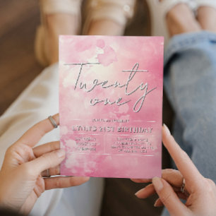 Simple & Elegant Pink 21st Birthday Party Invitation