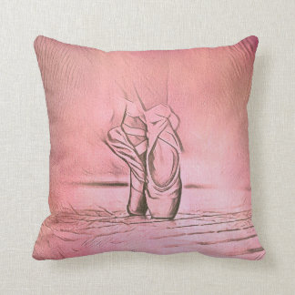 Simple Elegant Pink Ballet Shoes on Pointe Throw Pillow