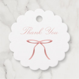 Simple Elegant Pink Bow Baby Shower Favour Tags