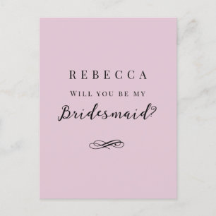 Simple elegant pink Bridesmaid Proposal Postcard