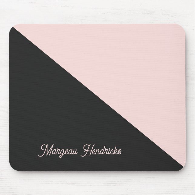 Simple Elegant Pink & Charcoal Grey Personalized Mouse Pad (Front)